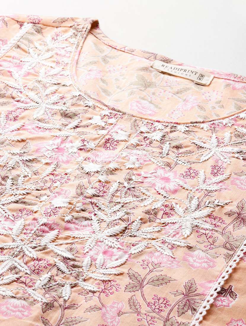 women round neck printed kurta pant set - 21510395 -  Standard Image - 5