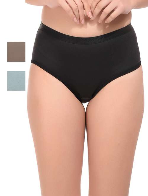 pack of 3 multi coloured hosiery hipster panty