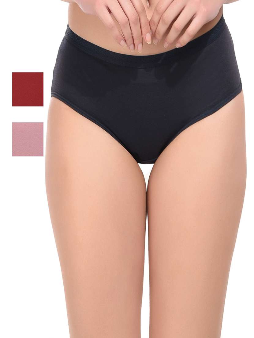 pack of 3 multi coloured hosiery hipster panty