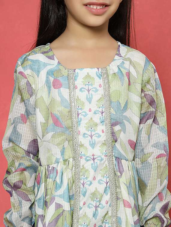 girls green cotton kurta pant set  - 21510503 -  Standard Image - 5