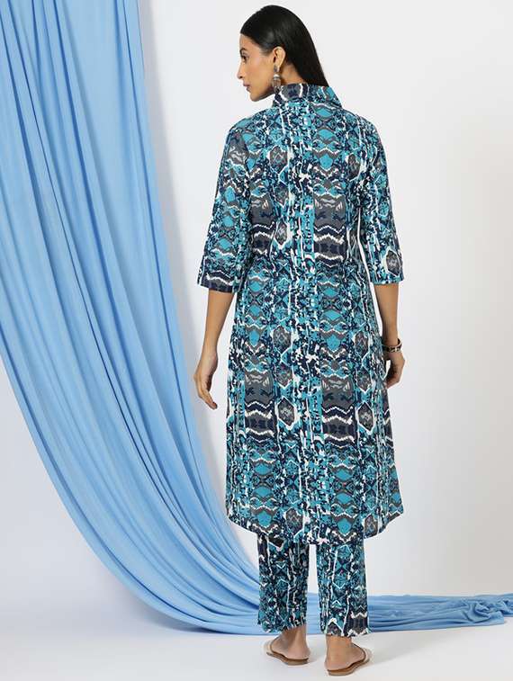 women printed three quarter sleeve kurta pant set - 21510550 - Standard Image - 3