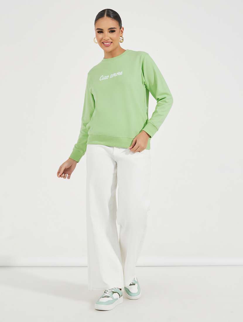 women chest print long sleeve sweatshirt - 21510630 -  Standard Image - 3