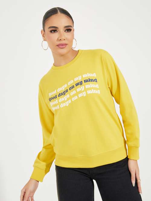 women chest print long sleeve sweatshirt - 21510631 -  Standard Image - 0