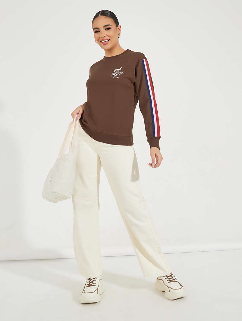 women brown chest print sweatshirt - 21510632 -  Standard Image - 3