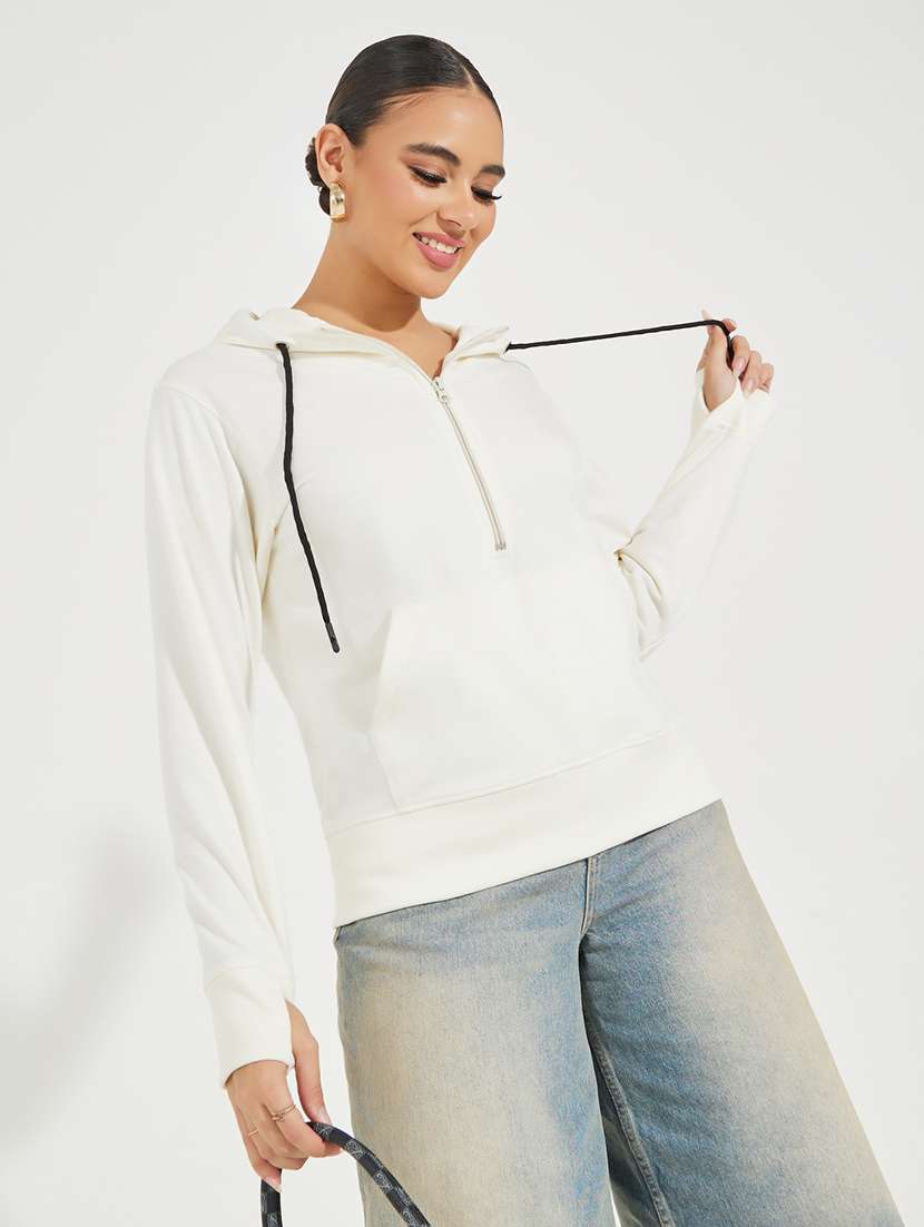women off white plain sweatshirt