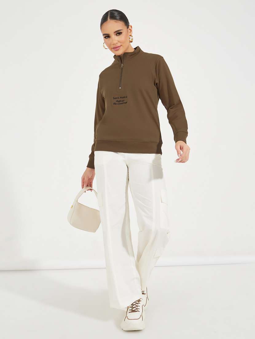 women brown front print sweatshirt - 21510646 -  Standard Image - 3