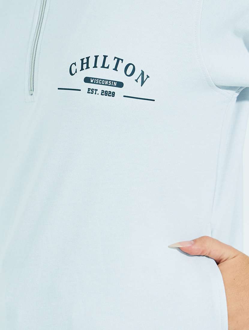 women light blue placement print sweatshirt - 21510647 -  Standard Image - 3