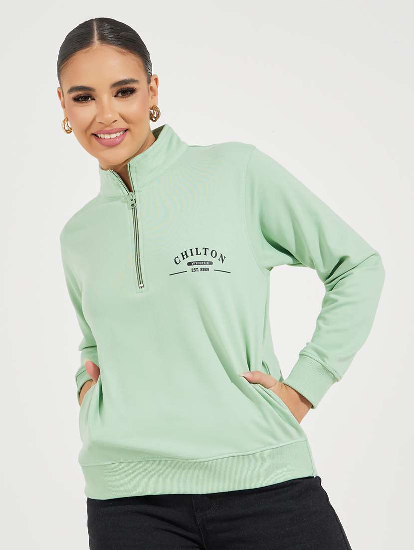 women placement print long sleeve sweatshirt