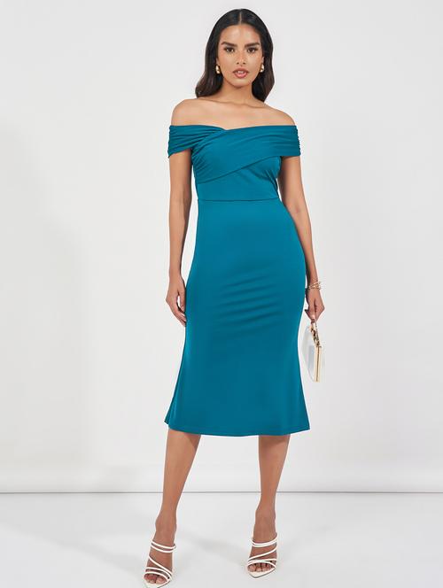 women solid off shoulder bodycon dress - 21510678 -  Standard Image - 0