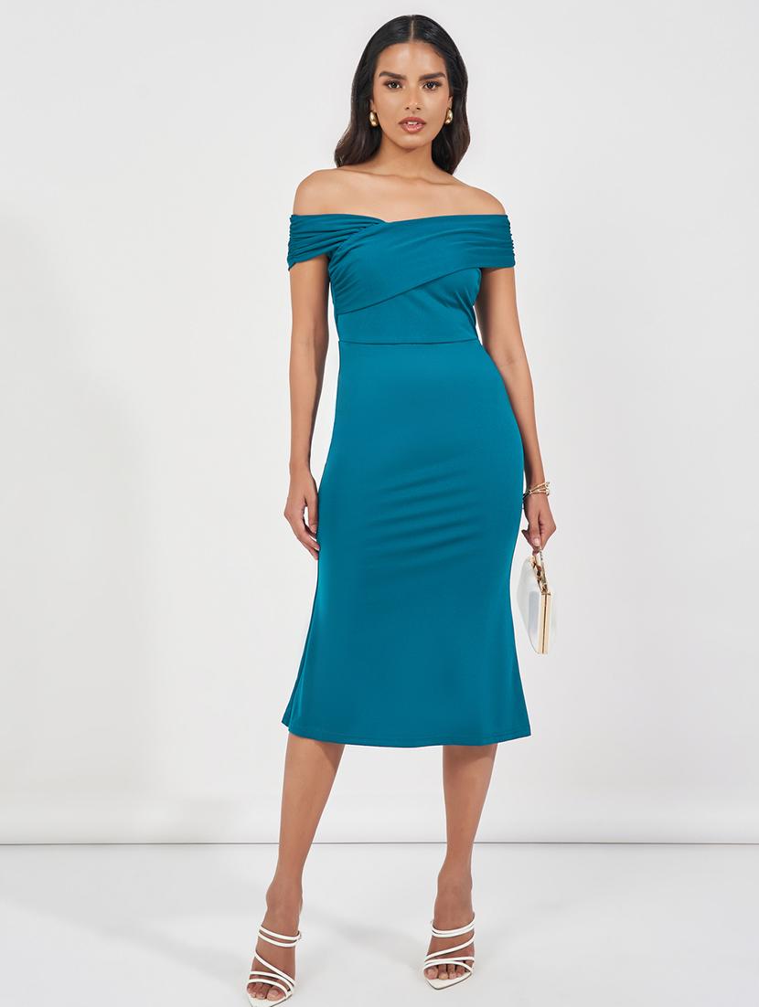 women solid off shoulder bodycon dress - 21510678 -  Zoom Image - 0