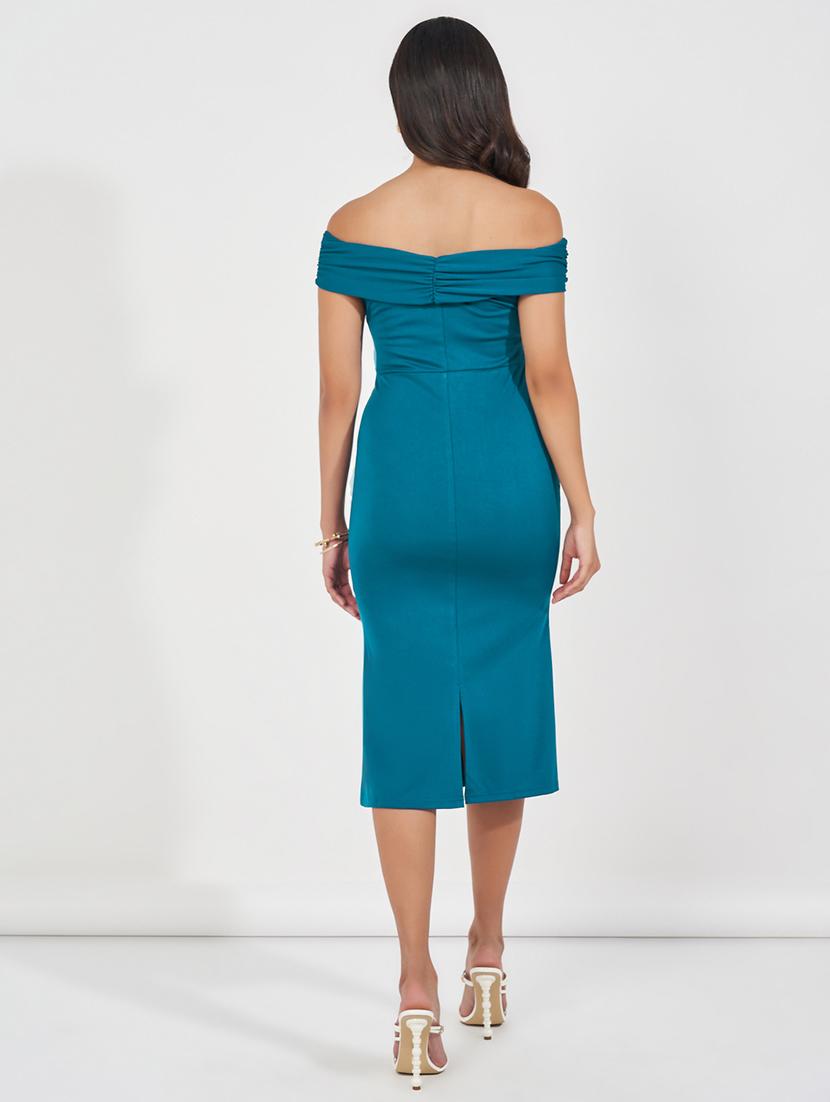 women solid off shoulder bodycon dress - 21510678 - Standard Image - 3