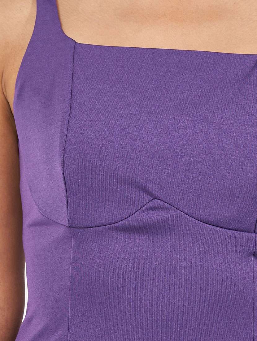 women purple solid shouldr strap bodycon dress - 21510681 -  Standard Image - 5