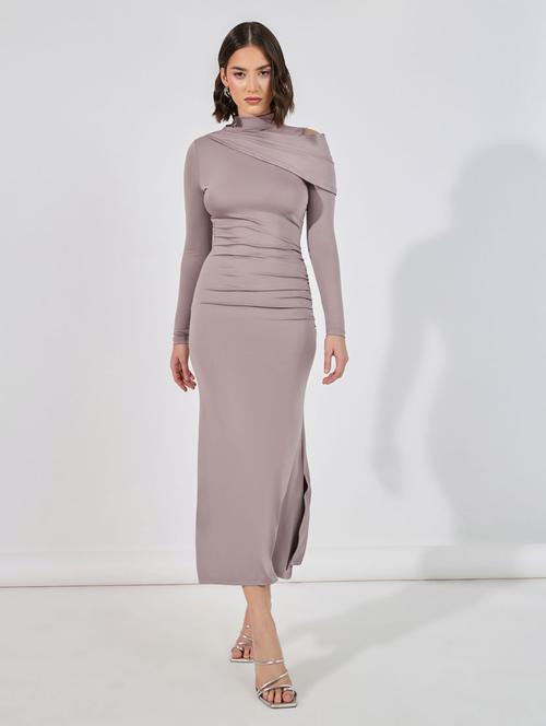 women solid mock neck bodycon maxi dress - 21510699 - Standard Image - 0