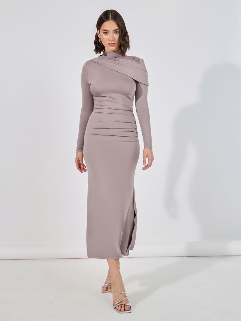women solid mock neck bodycon maxi dress - 21510699 - Zoom Image - 0