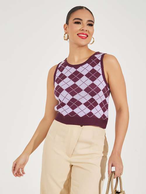 women purple self-designed cardigan - 21510709 -  Standard Image - 0