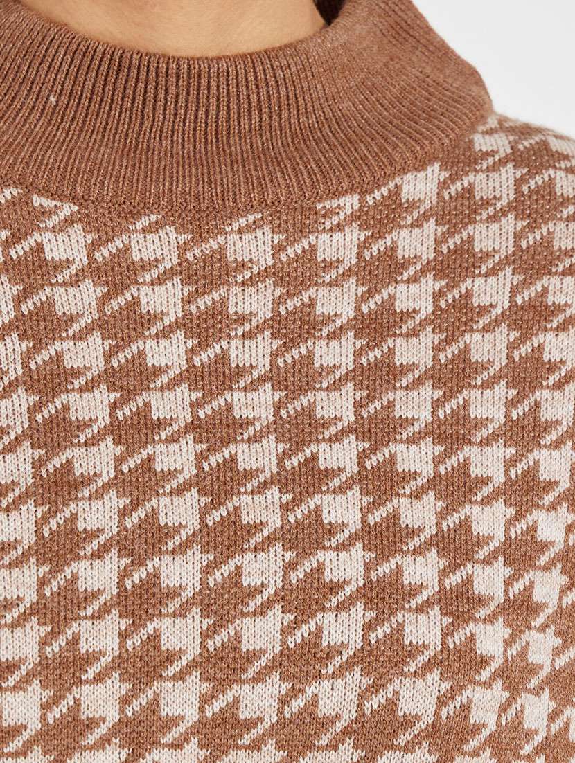 women houndstooth print long sleeve pullover - 21510710 -  Standard Image - 3