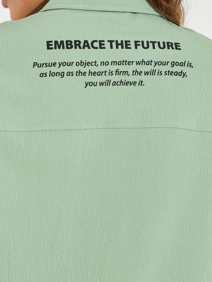 women typographic print collared oversized shirt - 21510731 - Standard Image - 5