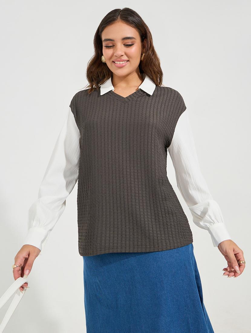 women collared self-designed oversized shirt - 21510734 - Zoom Image - 0