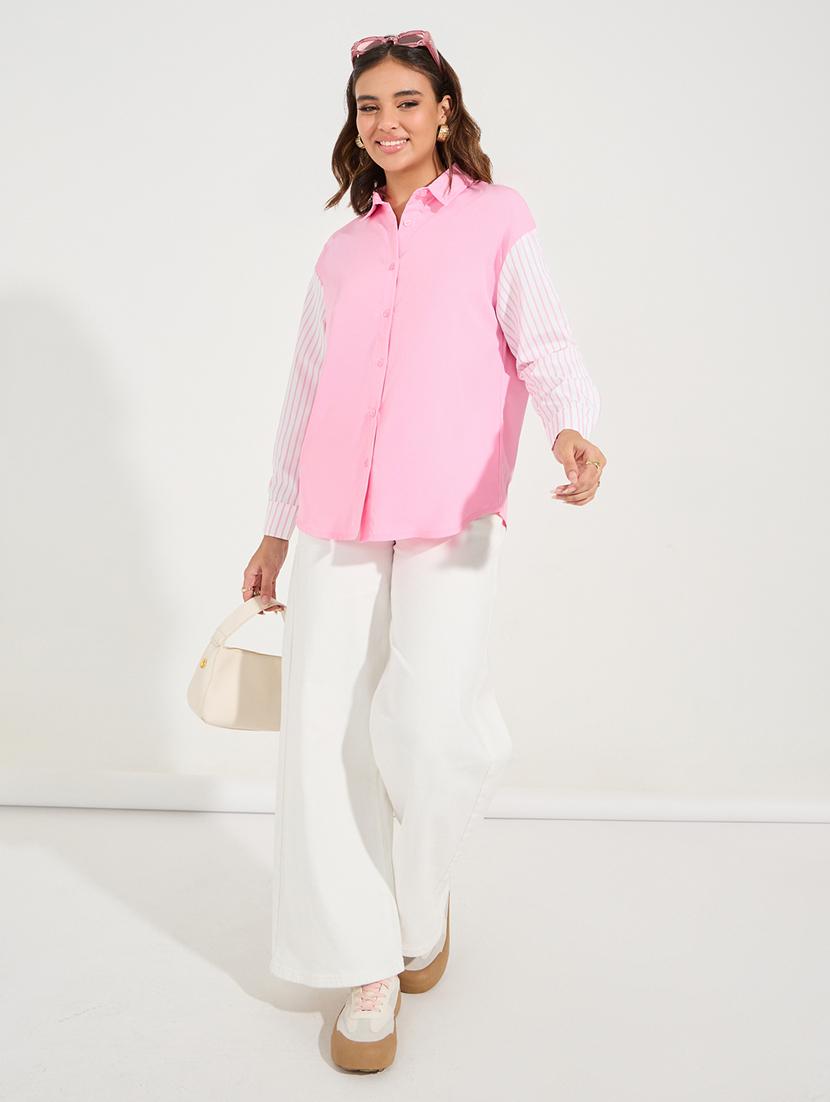 women pink printed oversized shirt - 21510739 - Standard Image - 3