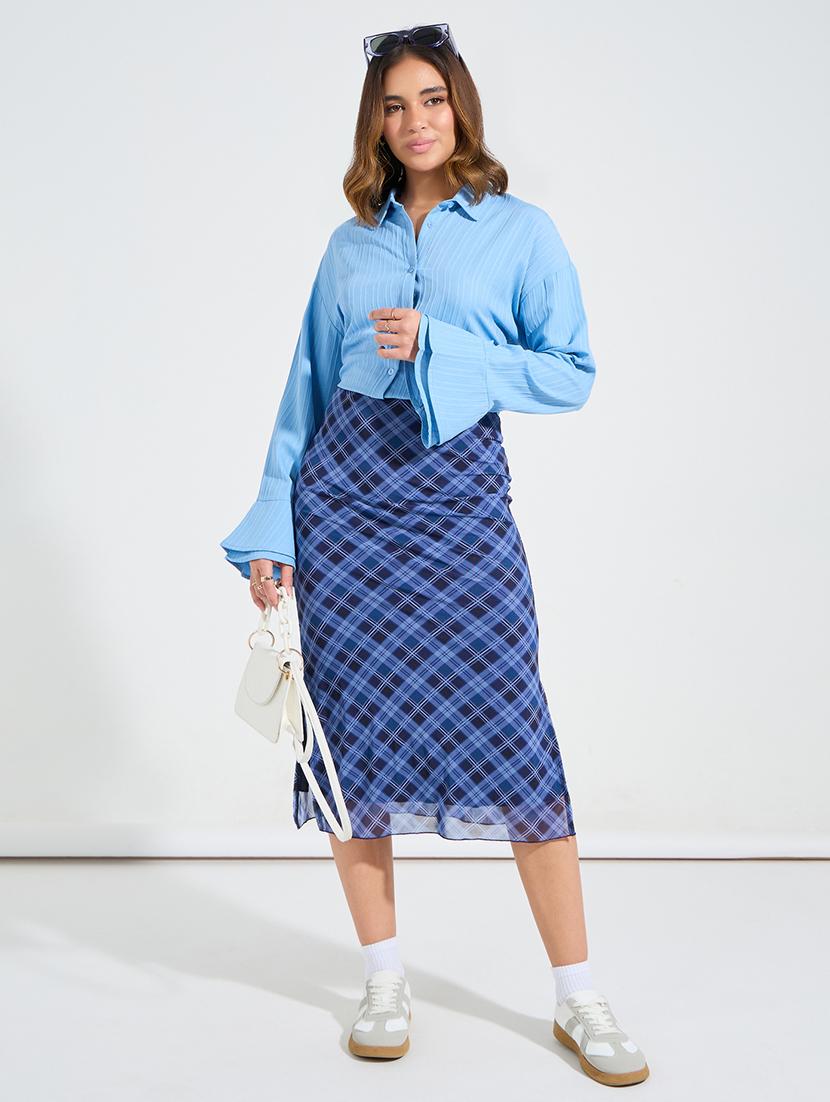 women blue self-designed regular shirt - 21510745 - Standard Image - 3