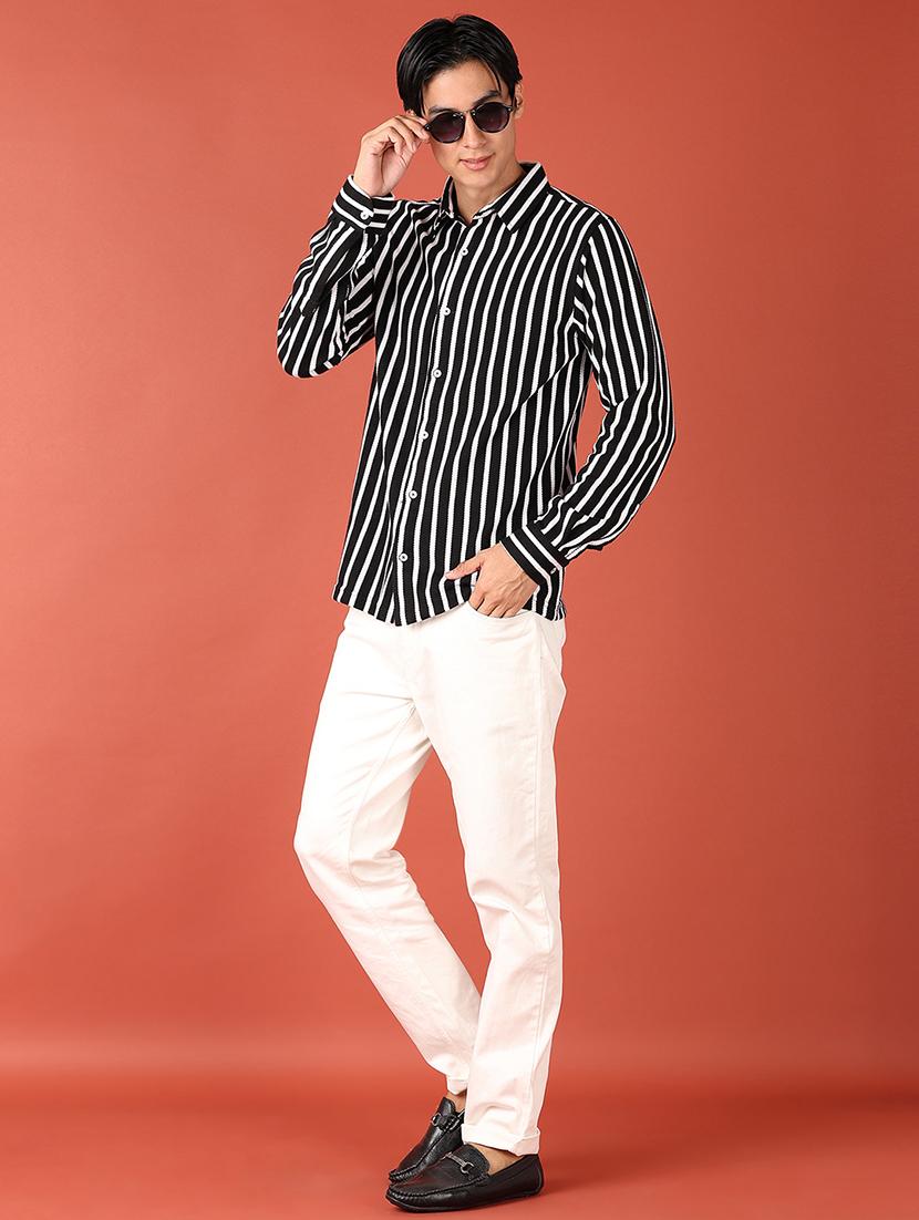 men stripes long sleeve casual shirt - 21510776 - Standard Image - 3
