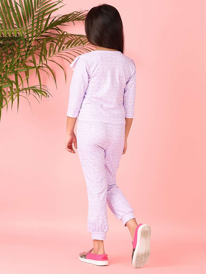girls lavender printed full length sets - 21510783 -  Standard Image - 3
