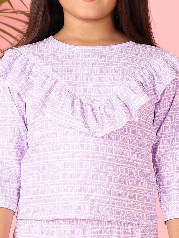 girls lavender printed full length sets - 21510783 -  Standard Image - 5