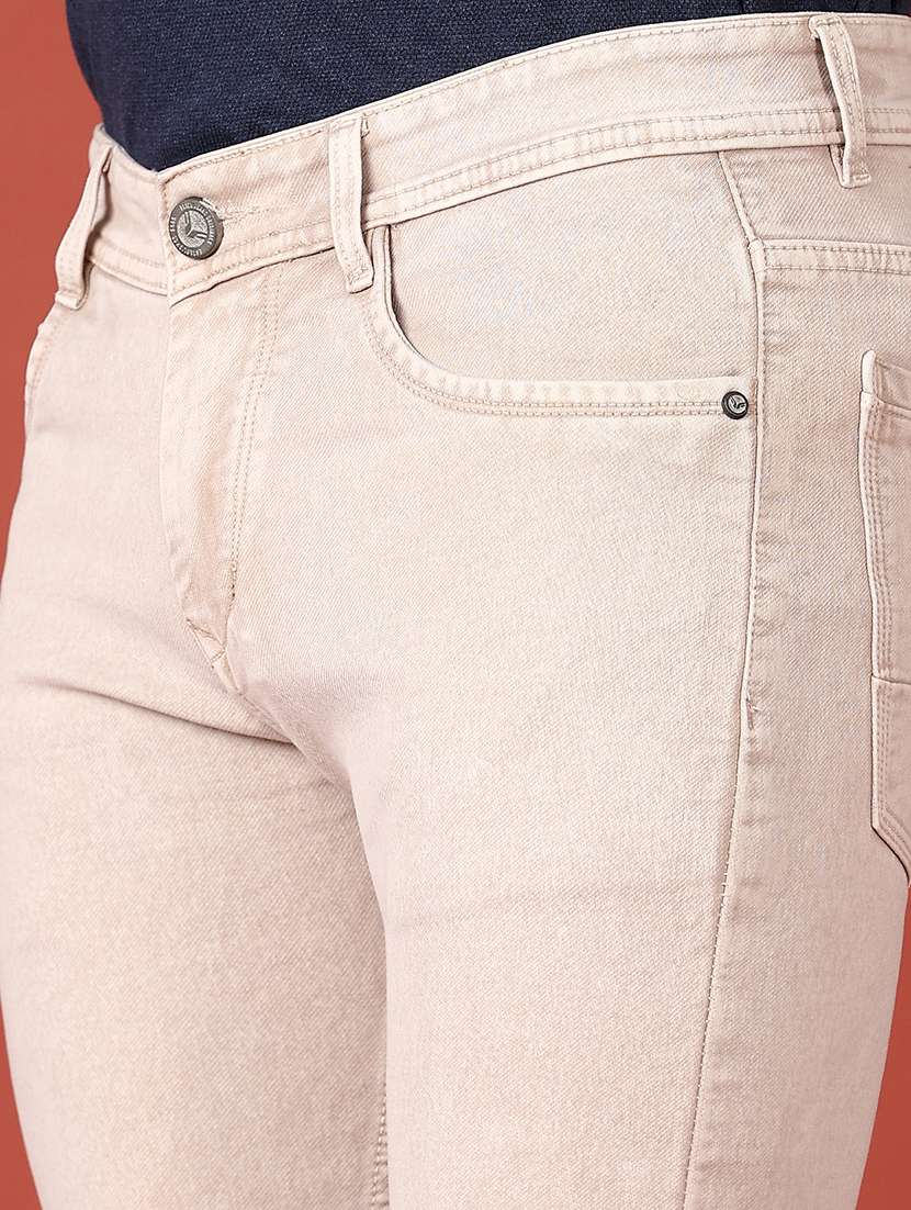 men beige ankle length plain jeans - 21510798 -  Standard Image - 5