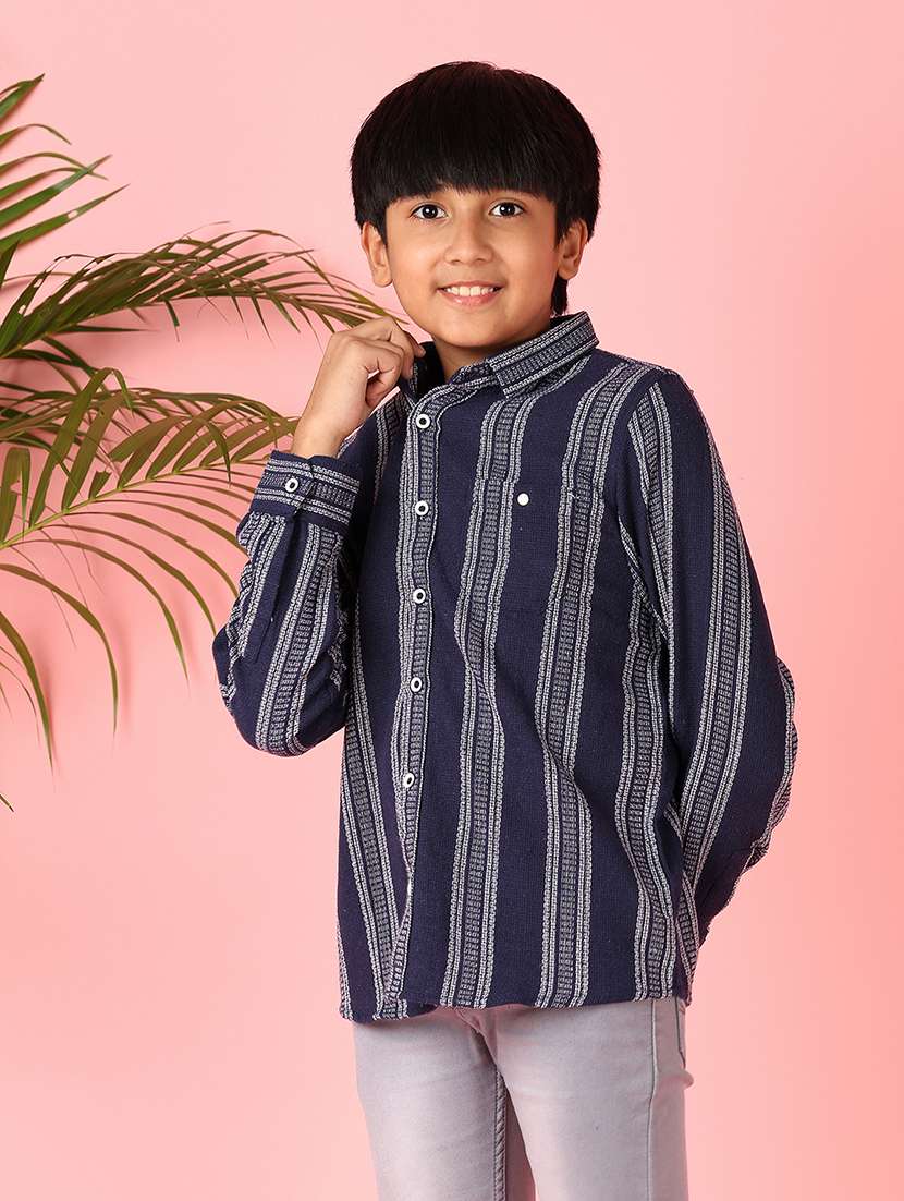 boys striped long sleeve casual shirt