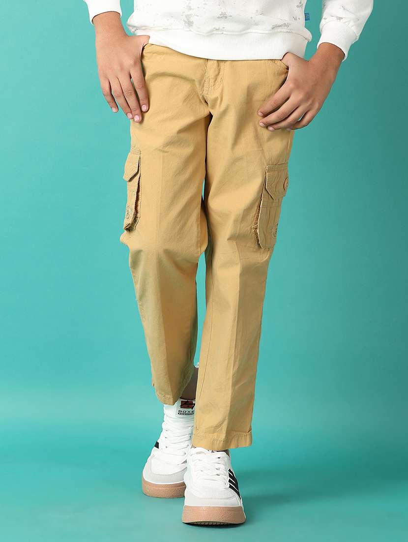 boys solid mid rise cargo