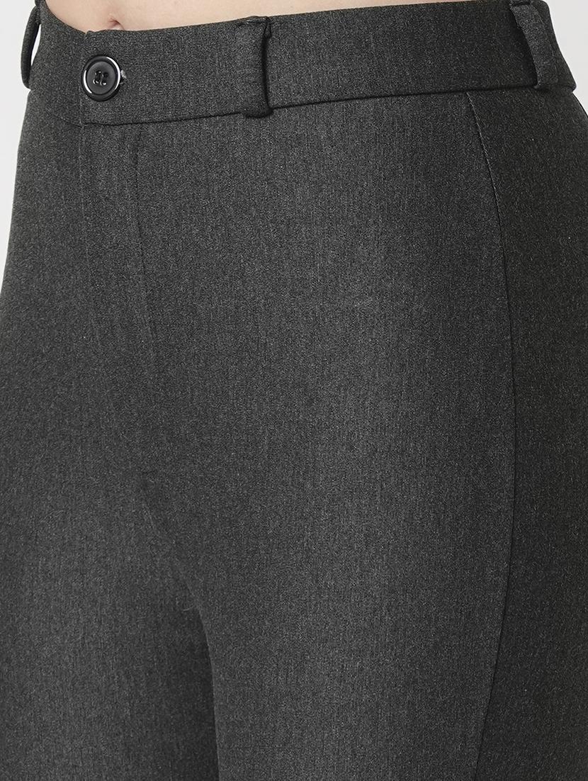women's gunmetal high-rise stretchable skinny fit flat front workwear trousers - 21511007 - Standard Image - 5