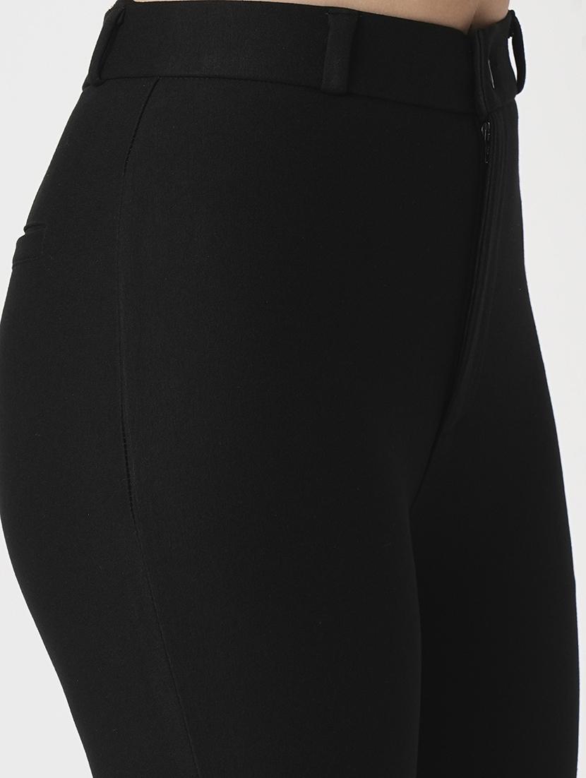 women's black high-rise stretchable skinny fit flat front workwear trousers - 21511008 - Standard Image - 5