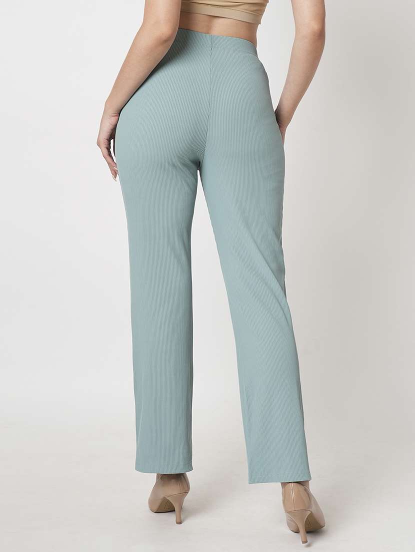 women's sea green self design stretchable straight fit workwear treggings - 21511018 -  Standard Image - 3