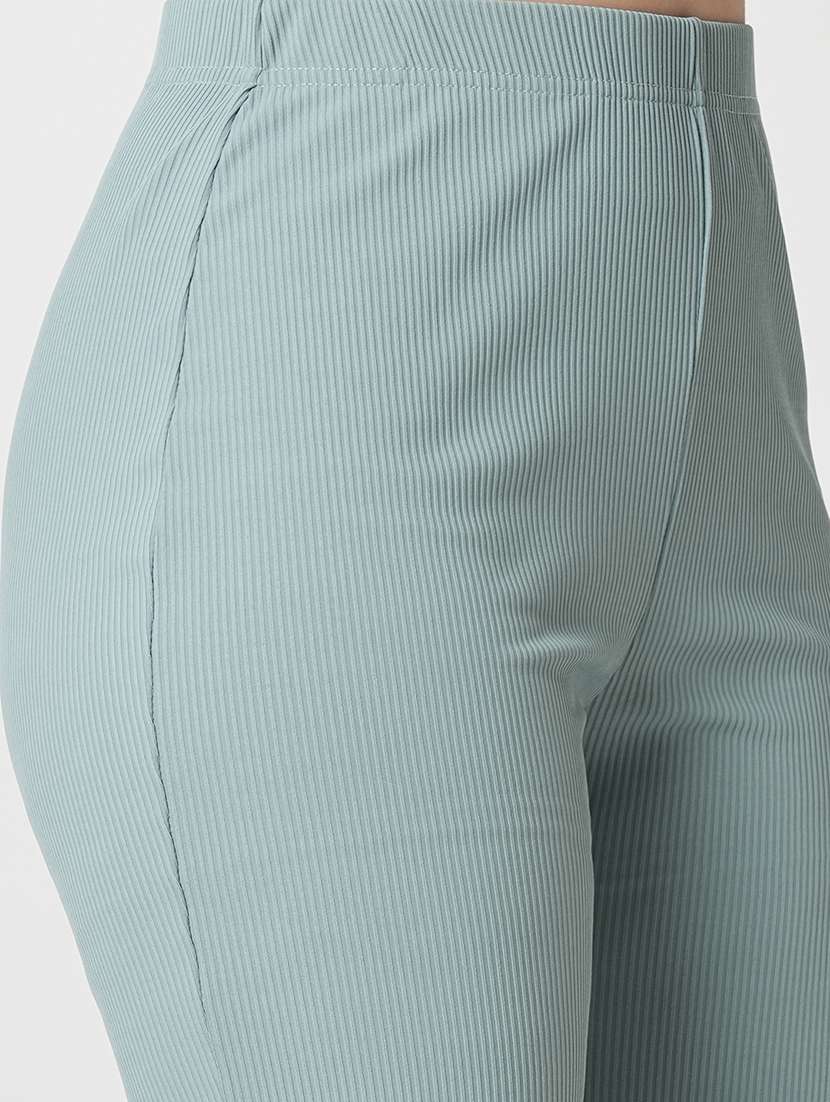 women's sea green self design stretchable straight fit workwear treggings - 21511018 -  Standard Image - 5