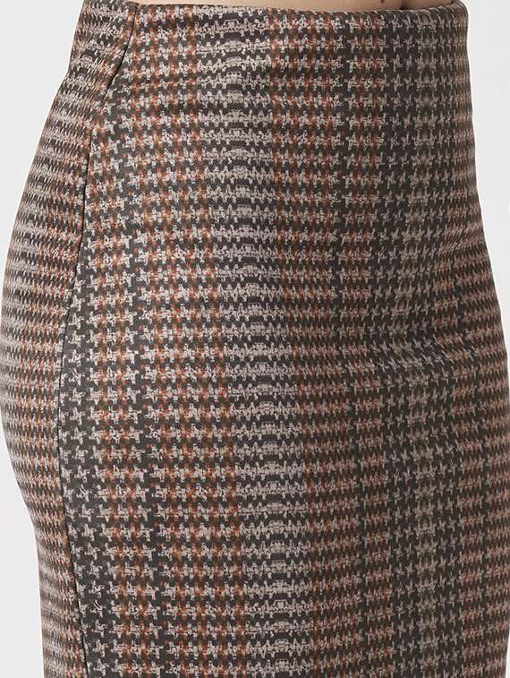 women's multi high rise stretchable hazzy print back slit workwear midi pencil skirt - 21511024 -  Standard Image - 5