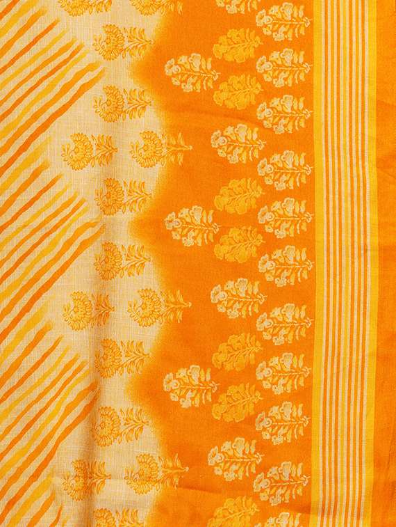 women's mustard allover floral print straight calf length kurta with leheriya print palazzos & printed dupatta workwear set - 21511034 - Standard Image - 5