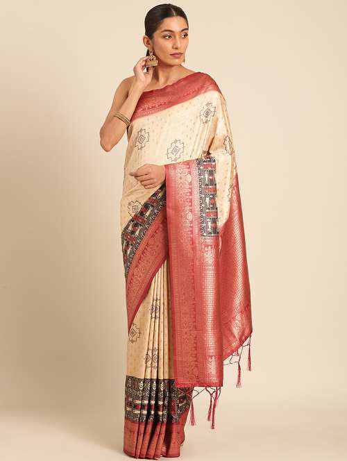 women self-designed bordered saree with blouse - 21511666 -  Standard Image - 0