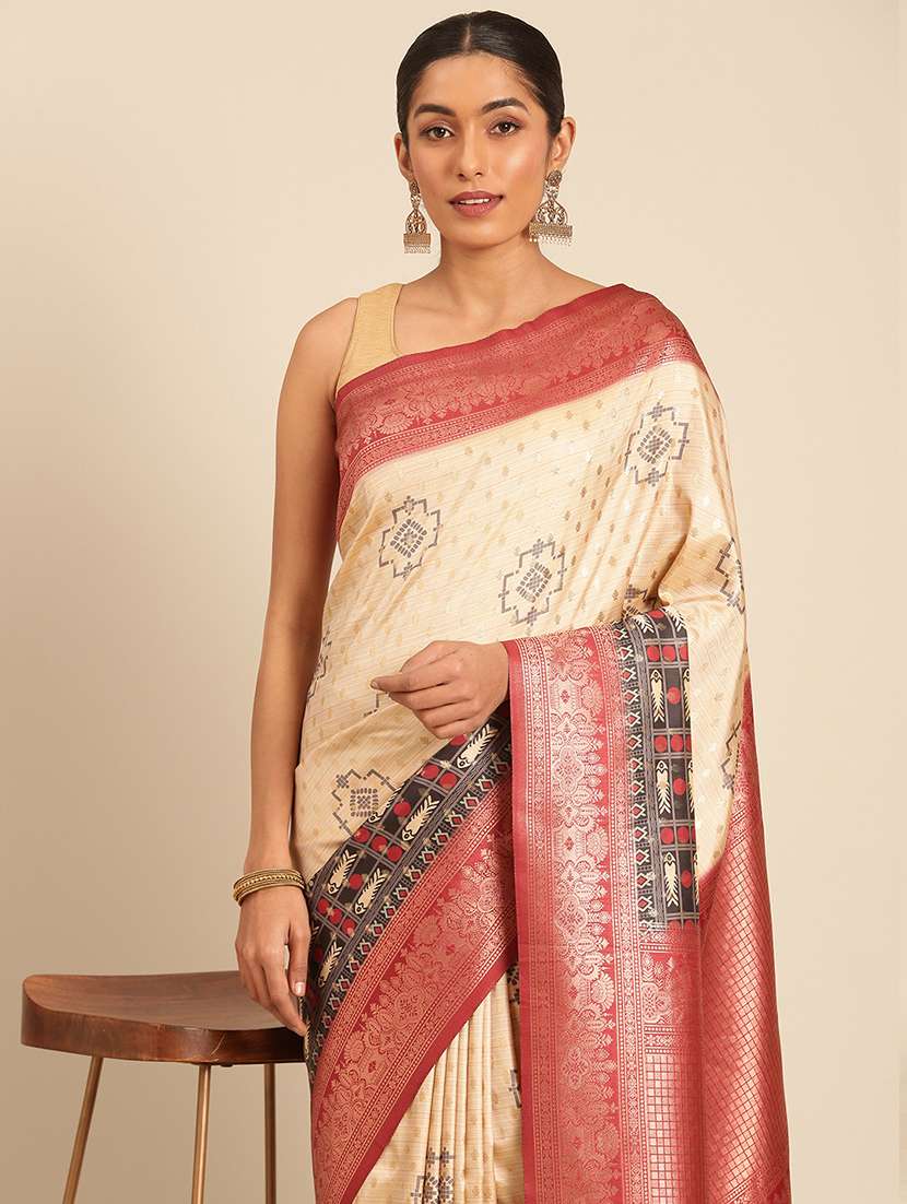 women self-designed bordered saree with blouse - 21511666 -  Standard Image - 3