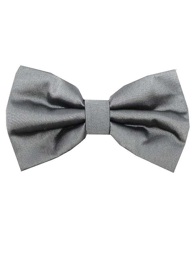 men grey cotton blend bow