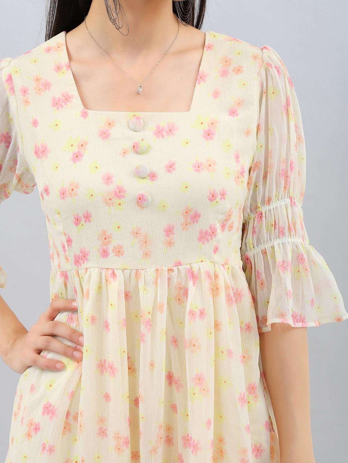 women yellow florals fit & flare dress - 21511872 - Standard Image - 5