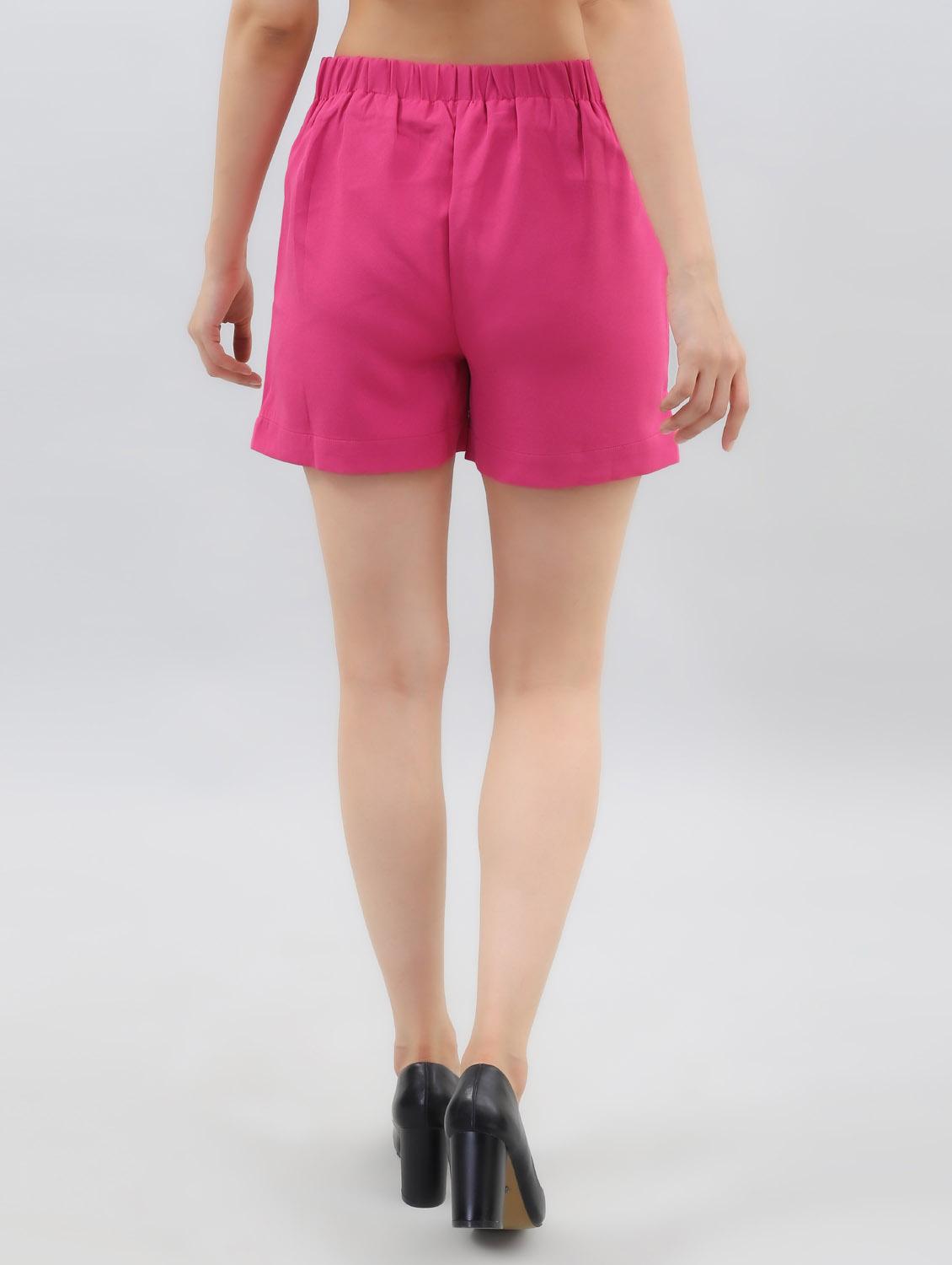 women pink solids above knee shorts - 21511875 - Standard Image - 3