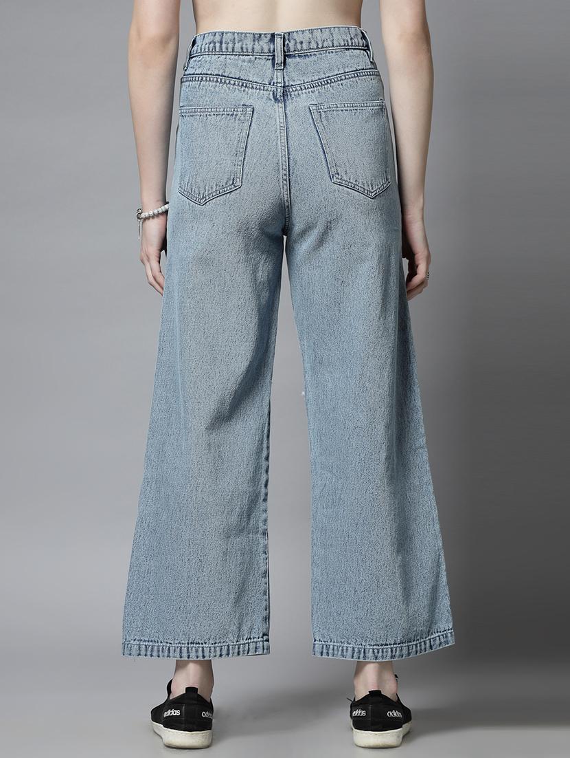 women light blue cotton wide leg jeans - 21511911 - Standard Image - 3