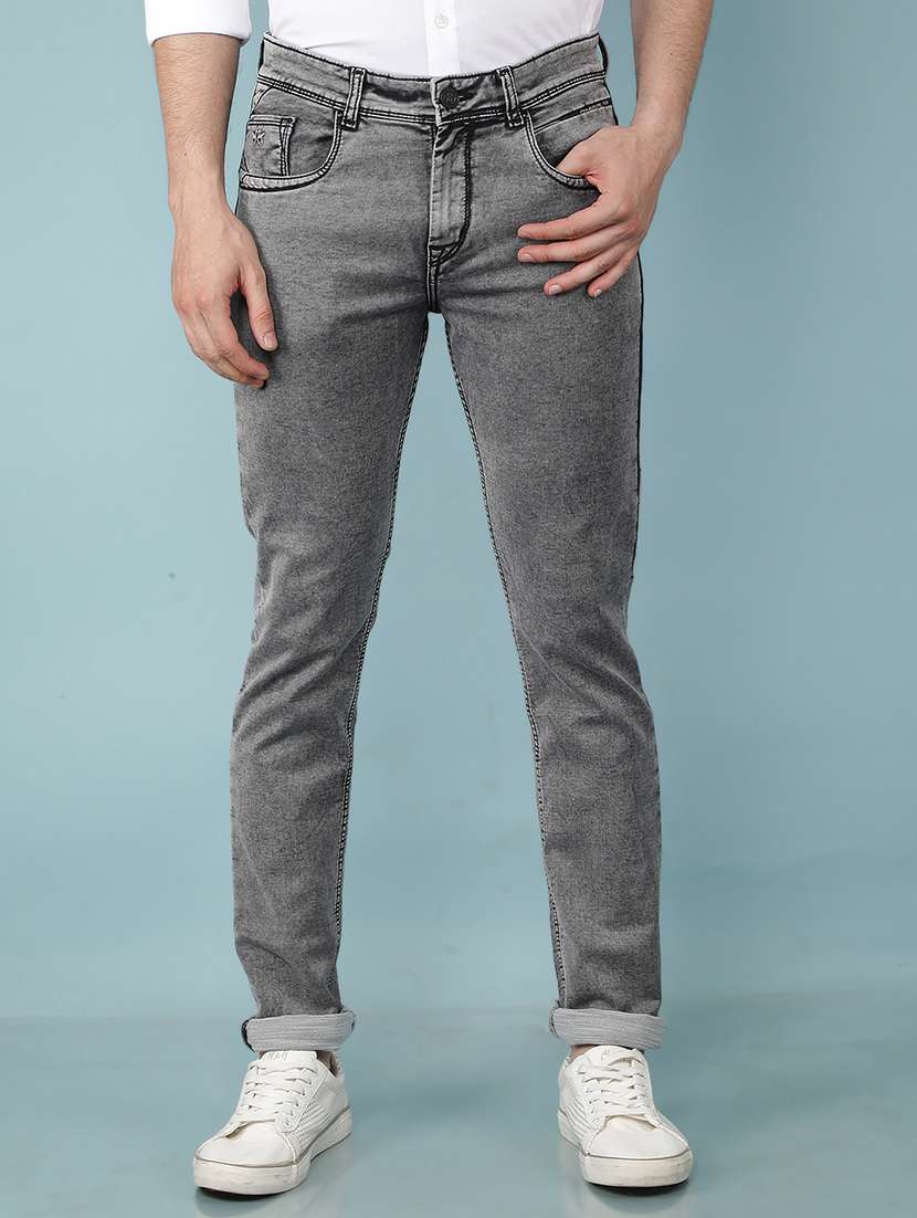 men grey plain jeans