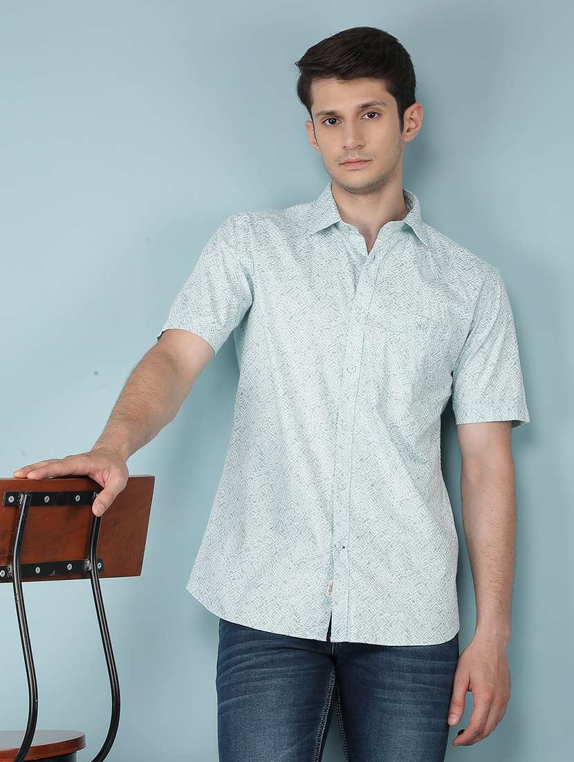 men collared printed casual shirt