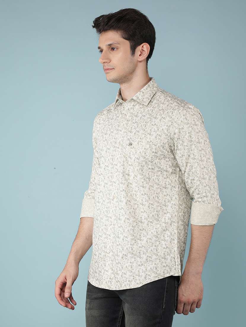 men collared printed casual shirt