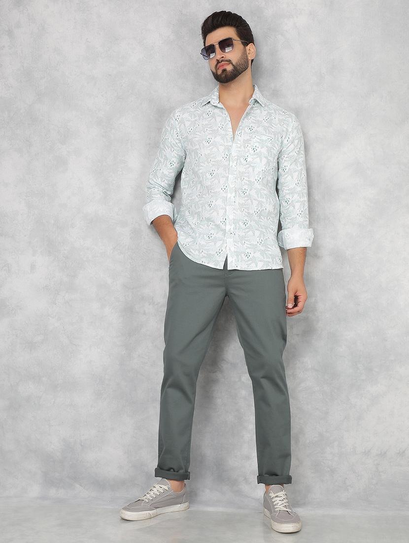 men green solid chinos casual trouser - 21511975 - Standard Image - 5
