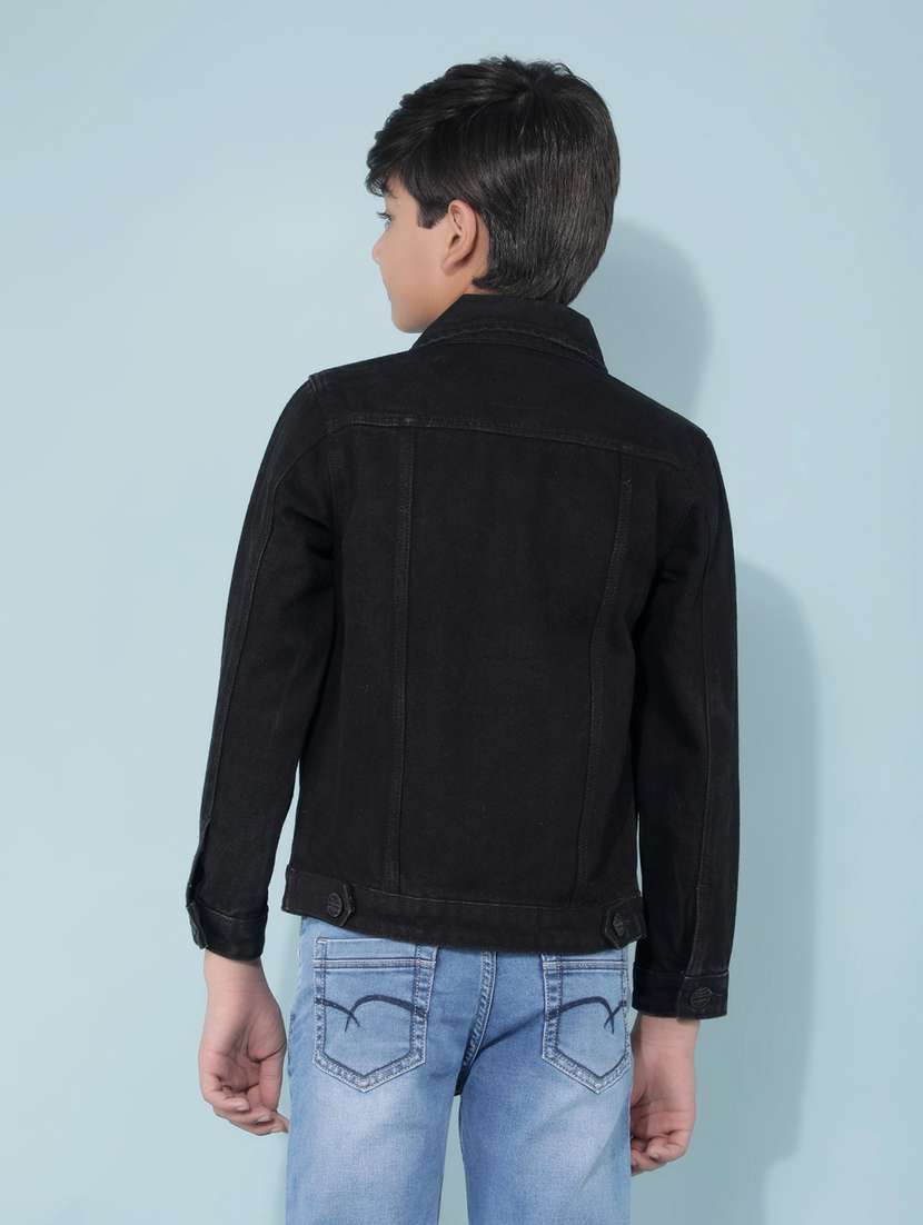 boys black cotton blend regular jacket - 21511979 -  Standard Image - 3