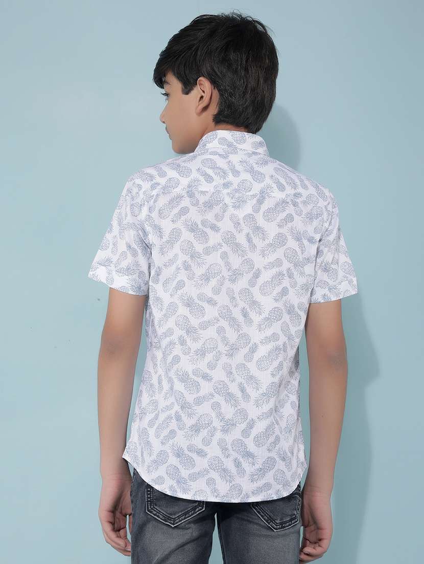 boys white printed cotton shirt - 21511981 -  Standard Image - 3
