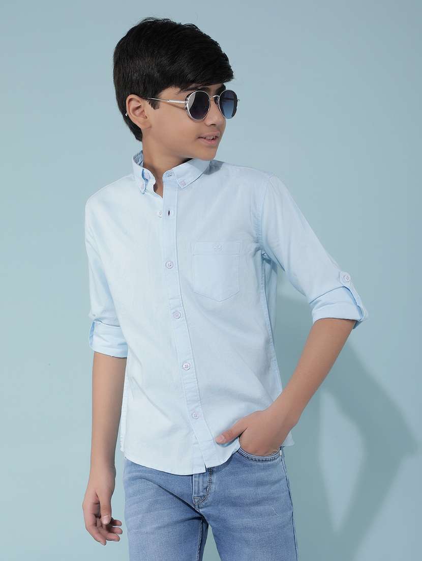 boys blue solid casual shirt