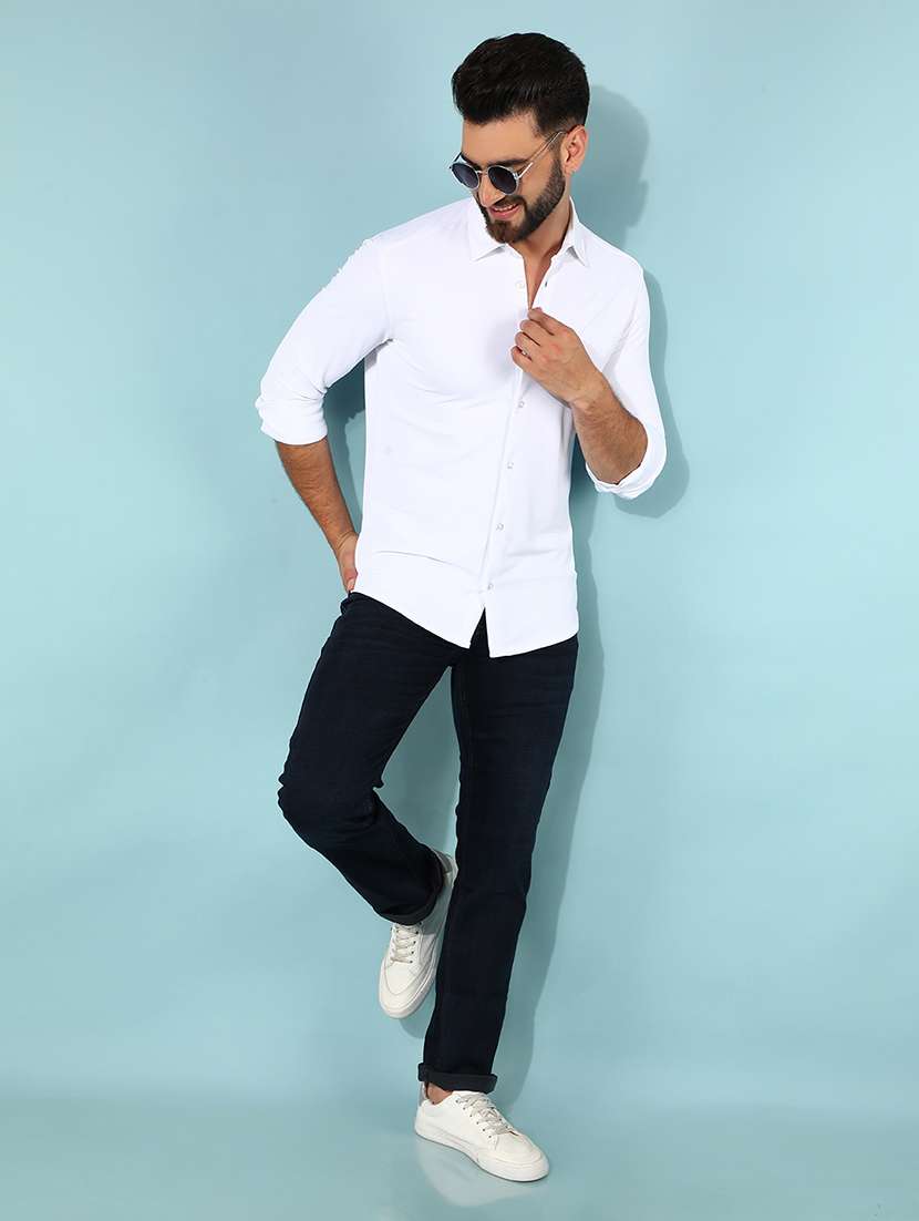 men collared solid casual shirt - 21512000 -  Standard Image - 3